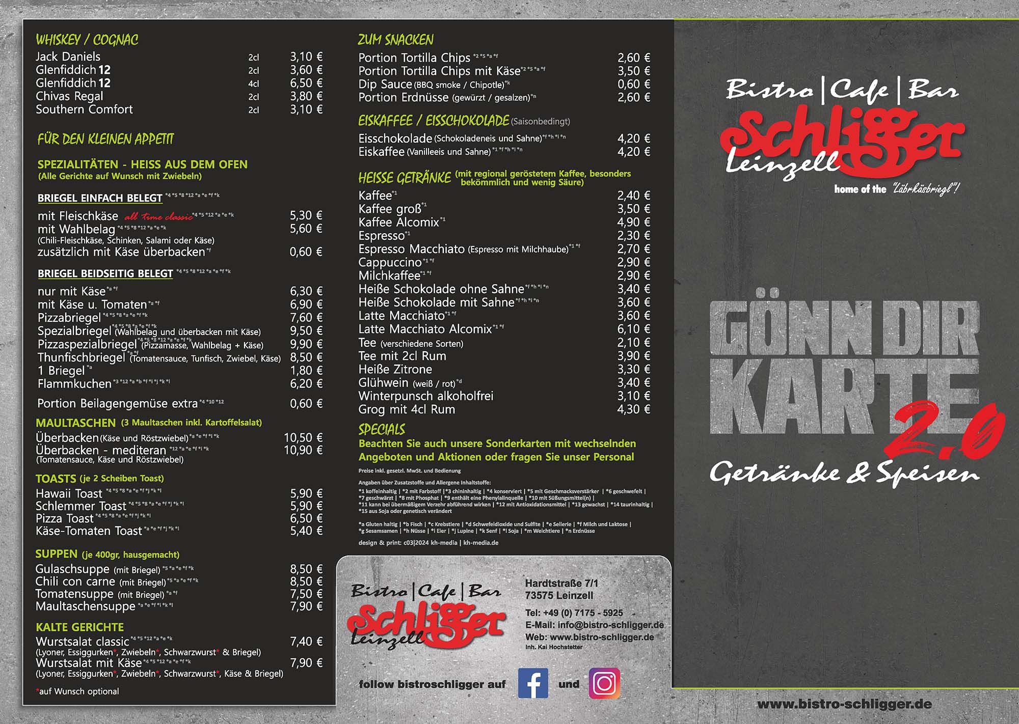 Speisekarte vorne 2025