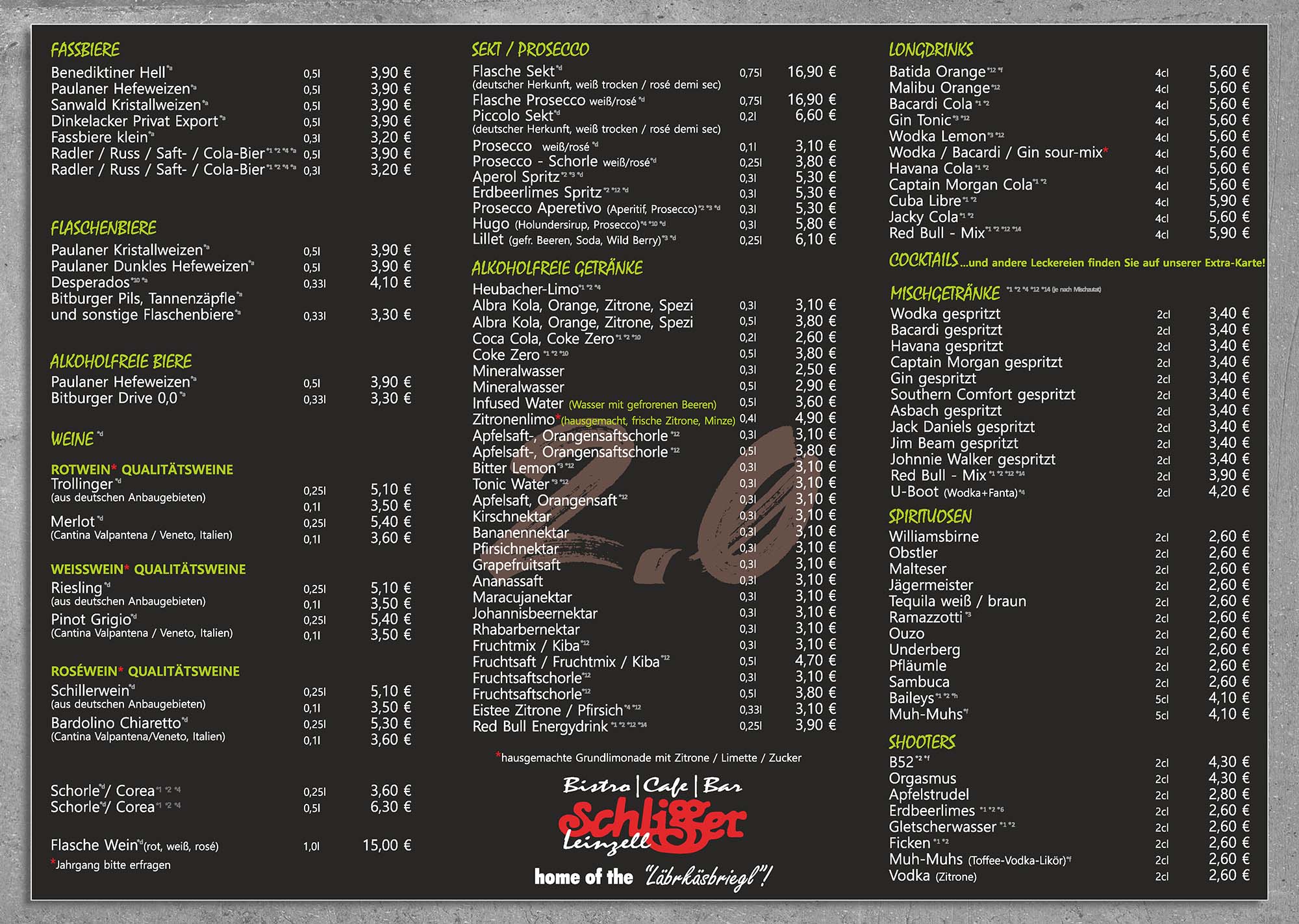 Speisekarte innen 2025