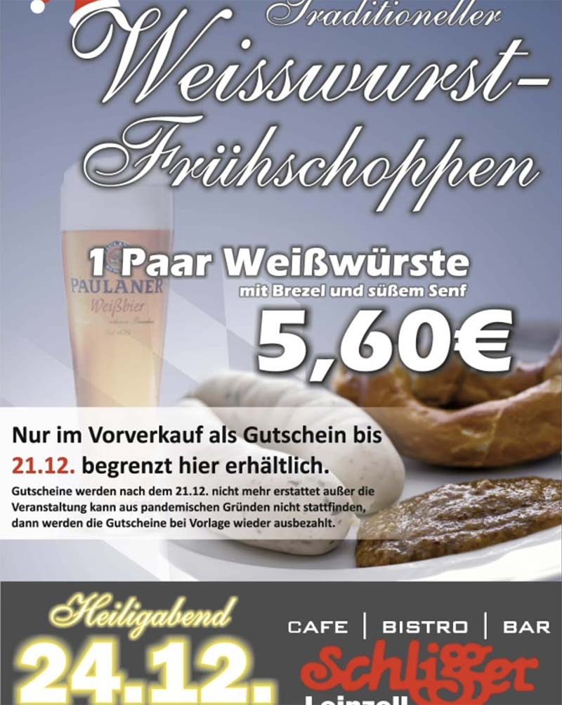 bistro-schligger news events heiligabend-weißwurstessen